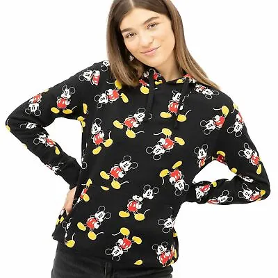 Buy Official Disney Ladies Mickey Mouse Classic AOP Hoodie Black S - XL • 24.99£