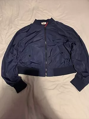 Buy Tommy Jeans Navy Blue Zipped Bomber Jacket UK Women's Size L Large Short  • 21.95£