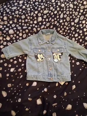Buy Disney Minnie Mouse Mickey Denim Jacket Baby Girl Blue 3-6 Months #A1 • 6£