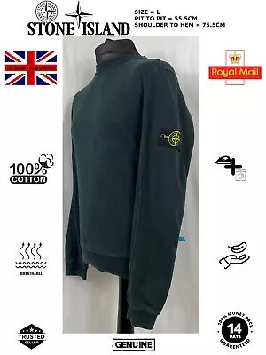 Buy Mens Green Stone Island Jumper Cotton Crew Casual Plain Long Sleeve Sweatshirt L • 79.99£