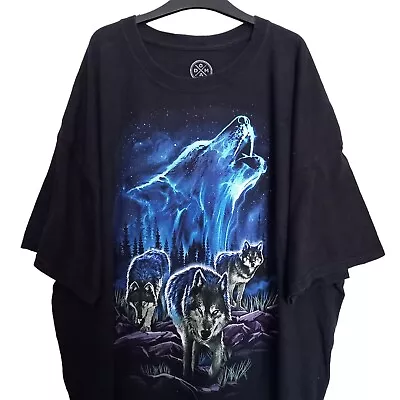 Buy Howling Spirit Wolf Graphic T-Shirt Black 3XL • 16£