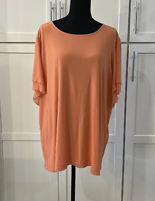 Buy Torrid Sz 3 Chiffon Sherbet Orange Top Blouse Short Sleeve Layered Plus Size 3X • 9.63£