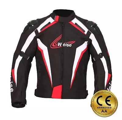 Buy Weise Ascari Men's Black Red Waterproof Armoured Textile Motorcycle Jacket NEW • 59.99£