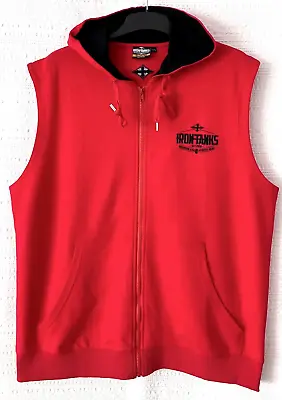 Buy Size XXXL Sleeveless Hoodie By IRON TANKS 100% Cotton Red & Black FREE Delivery • 19.99£
