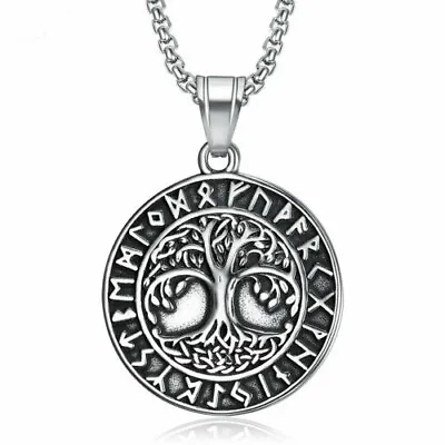 Buy MOYON Stainless Steel Mens Rune Celtic Tree Of Life Pendant Necklace Jewelry • 10.79£