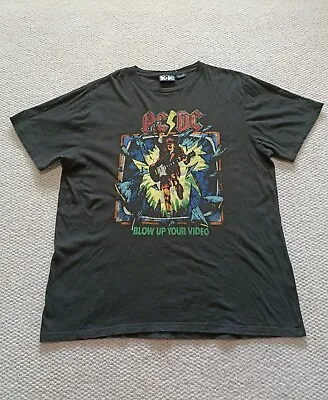 Buy ACDC T-Shirt Mens 2XL Washed Black Blow Up Your Video Short Sleeve Rock Band Tee • 12.53£