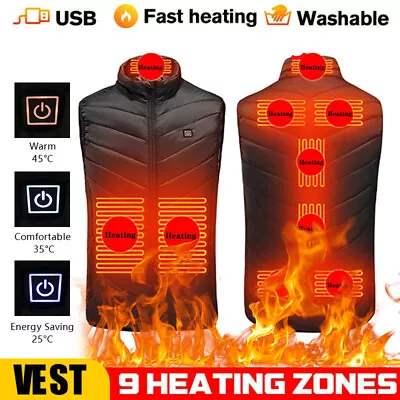 Buy Electric Heated Vest Gilet Winter Body Warmer Men Heating Warm Up Thermal Jacket • 12.99£
