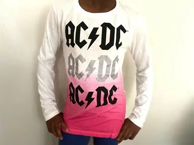 Buy Official ACDC Logo Kids T-Shirt -Girls Long Sleeve T Shirt 10/11years • 8.99£