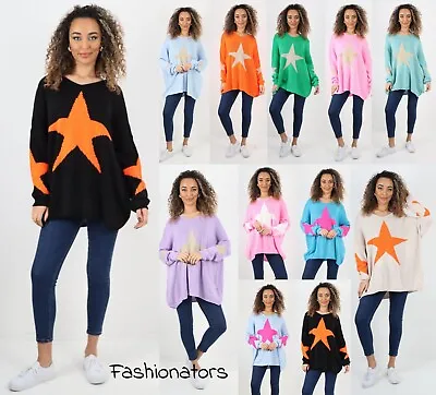 Buy New Women Triple Star Soft Knitted Oversize Ladies Lagenlook Pullover Jumper Top • 19.99£