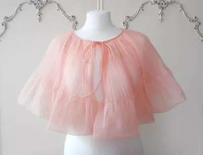 Buy Vintage 1950's Light Peachy-Pink Nylon Bed Jacket Cape By Vanity Fair Sz M, 8-14 • 29.99£