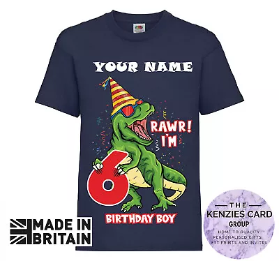 Buy Personalised Dinosaur T-shirt Name Age Kids Birthday Gifts Printed  T Shirt V1 • 11.25£