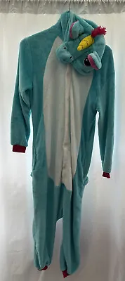 Buy Unicorn All In One Pyjamas Size S Blue Long Sleeve Hooded Face Womens • 10.39£
