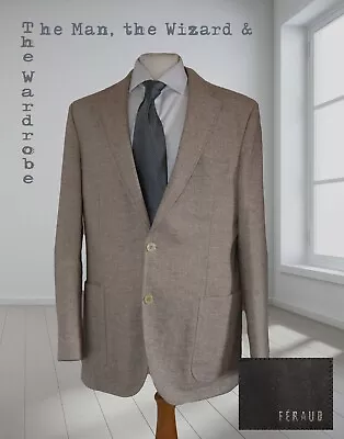 Buy Feraud Mens Natural Linen/Wool/Cotton Herringbone Jacket Size 26 • 49.95£
