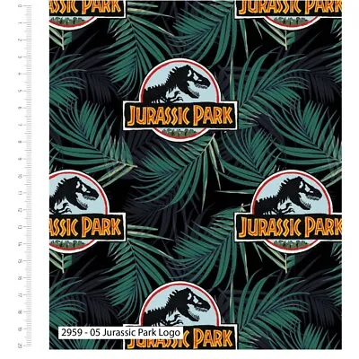 Buy 100% Cotton Fabric Jurassic Park Logo Dinosaur Dino Palm Trees • 8£