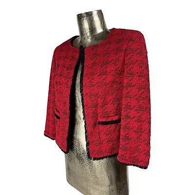 Buy M&S Collection Women's Cotton Red Black Blazer Jacket Medium 12 (EU40) Vintage • 17.99£