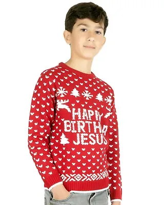 Buy New Kids Boys Girls Xmas Happy Birthday Jesus Funny Christmas Knitted Jumper Top • 12.90£