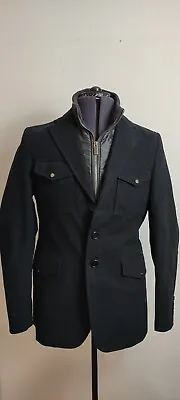 Buy Paoloni Mens Double Collar Field Jacket Blazer 2 Button Pure Cotton Black 50 40 • 19.99£