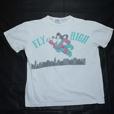 Buy Vintage Mickey Mouse T Shirt Medium White Single Stitch 80s 90s Cartoon Fly High • 19.99£