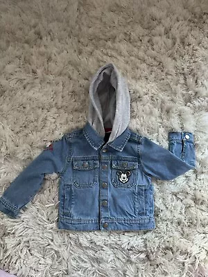 Buy Marks And Spencer Boys Jeans Jacket Disney Hooded Mickey 2-3 Years M&S Denim • 12.99£