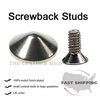 Buy Screwback Conical Metal Leather Craft Accessory Clothing Punk Rock Nickel Studs • 5£