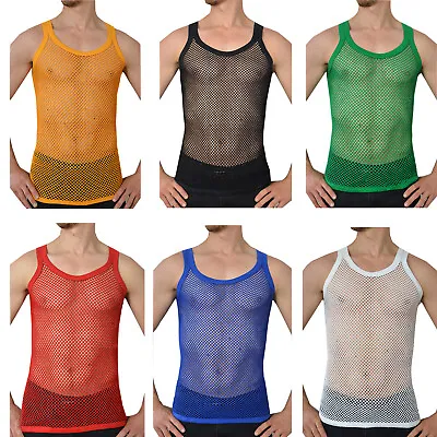Buy Mens Vest T-Shirt 100% Cotton String Slim Fit Gym Army S-5XL Sizes Available! • 6.99£