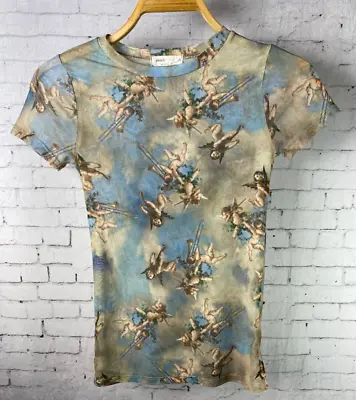 Buy Sweet Lilac Mesh Shirt Small Women's Cherub Angel Cloud Print *runs Small* (AAJ) • 11.36£