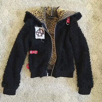 Buy Vtg Lip Service Hair Of The Dog Hoodie Y2K S Hot Topic Goth Punk Anarchy Leopard • 179.55£