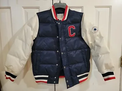 Buy Converse Varsity Letter Jacket Blue White Sleeves Youth Large Nylon Puffer CLEAN • 23.62£