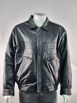 Buy Casual Club Mens Store Black Gents Leather Jacket Vintage (L) Large  • 25£