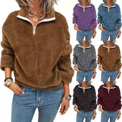 Buy Women Teddy Bear Fleece Hoodies Ladies Zip Up Sweatshirt Winter Warm Jumper Tops • 13.67£