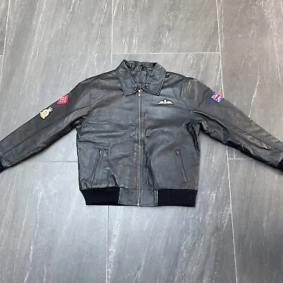 Buy Royal Air Forces Red Arrows Black Leather Jacket Mens In Large PERFECT CONDITION • 199.99£