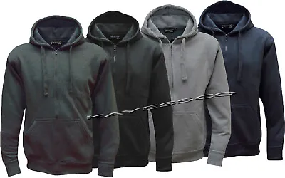 Buy Plain Fleece Hooded Sweatshirt Zip Zipped Hoodie Hoody Jacket S-XXL By Tom Hagan • 12.95£