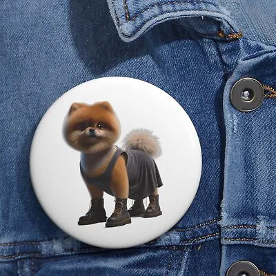 Buy Custom Pin Badge Button Pomeranian Dog Slip Dress T-Shirt Boots • 5.29£
