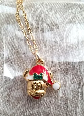 Buy Disney Couture Kingdom Santa Minnie Mouse Christmas Necklace 14K GP NWT • 31.18£