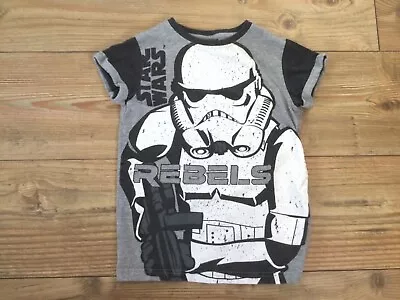 Buy Next Boys’ Short Sleeved Grey “Star Wars” T-shirt (6 Years), Pre-owned. • 2.99£