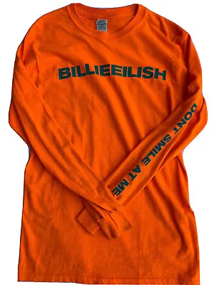 Buy Billie Eilish Don't Smile At Me Long Sleeve Orange Tour Merch T-Shirt Sz Small • 15.43£