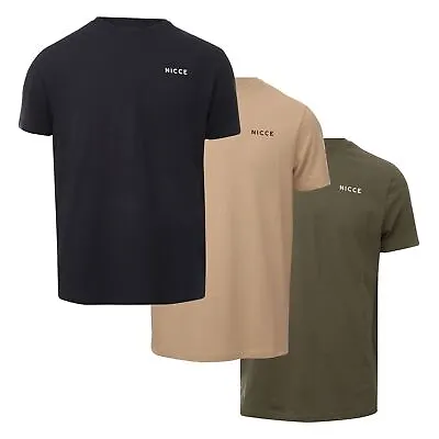 Buy Men's T-Shirt NICCE Flint 3 Pack Short Sleeve Cotton In Multicolour • 24.99£