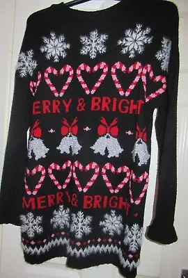 Buy LADIES NEW LOOK CHRISTMAS MERRY & BRIGHT LONG JUMPER Size S • 4.99£