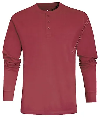 Buy Mens Henley Long Sleeve Jersey Plain T-shirt Grandad Neck Top Causal By Beebizco • 9.99£