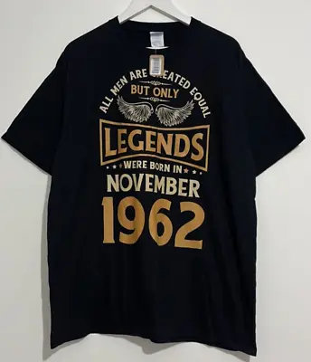 Buy Mens Black Legends Born In November 1962 Print T-Shirt Size XL • 10£