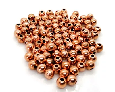 Buy Heavy Metal Round Beads 5mm - Rose Gold - Pack Of 20 • 1£