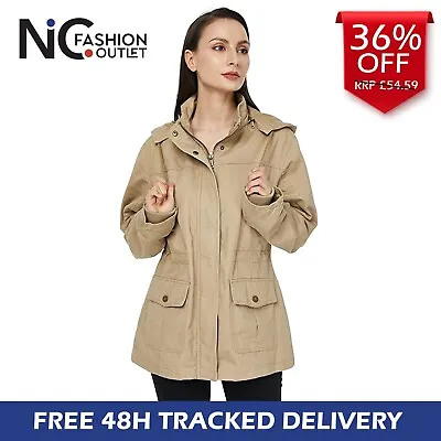 Buy Women's Beige UK 14 Utility Jacket Size Military Look Casual Removable Hood • 25.97£