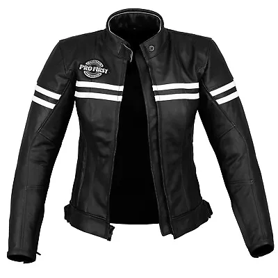 Buy Women Motorcycle Leather Jacket Ladies Biker Black Real Motorbike Racing Jackets • 89.99£