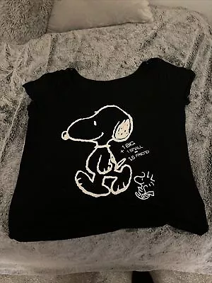 Buy Vintage Snoopy Peanuts Black T-shirt Size Medium • 10£
