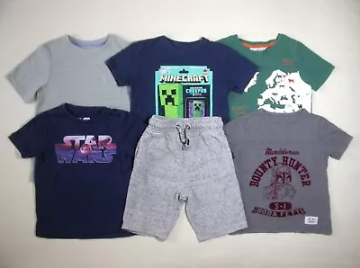 Buy Boys Summer Clothes Bundle Age 5 Tops Shorts  Gap Next Star Wars Minecraft • 5.99£