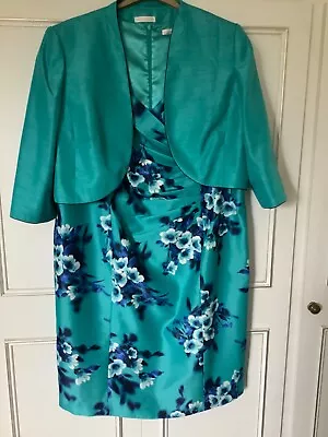 Buy Jacques Vert Size 22 Turquoise/Blue Dress And Jacket Outfit Wedding/Occasion • 80£