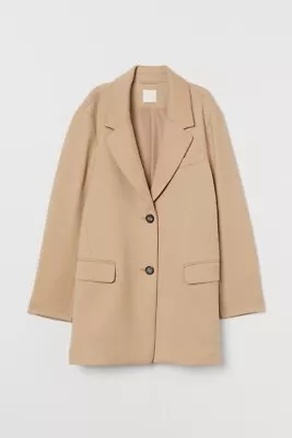 Buy H&M Short Camel Coat Beige Coat Blazer Jacket Coat  Overcoat - Size XS • 21£