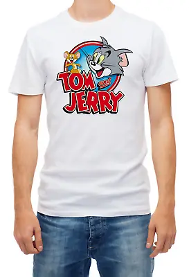 Buy Tom And Jerry Character Funny T Shirts Short Sleeve White Men's K834 • 9.69£
