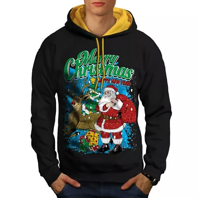 Buy Wellcoda Christmas Santa Holiday Mens Contrast Hoodie,  Casual Jumper • 30.99£
