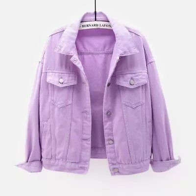 Buy Women Lady Stretch Denim Jacket Soft Cotton Loose Plus Size Stonewash Coat • 29.99£